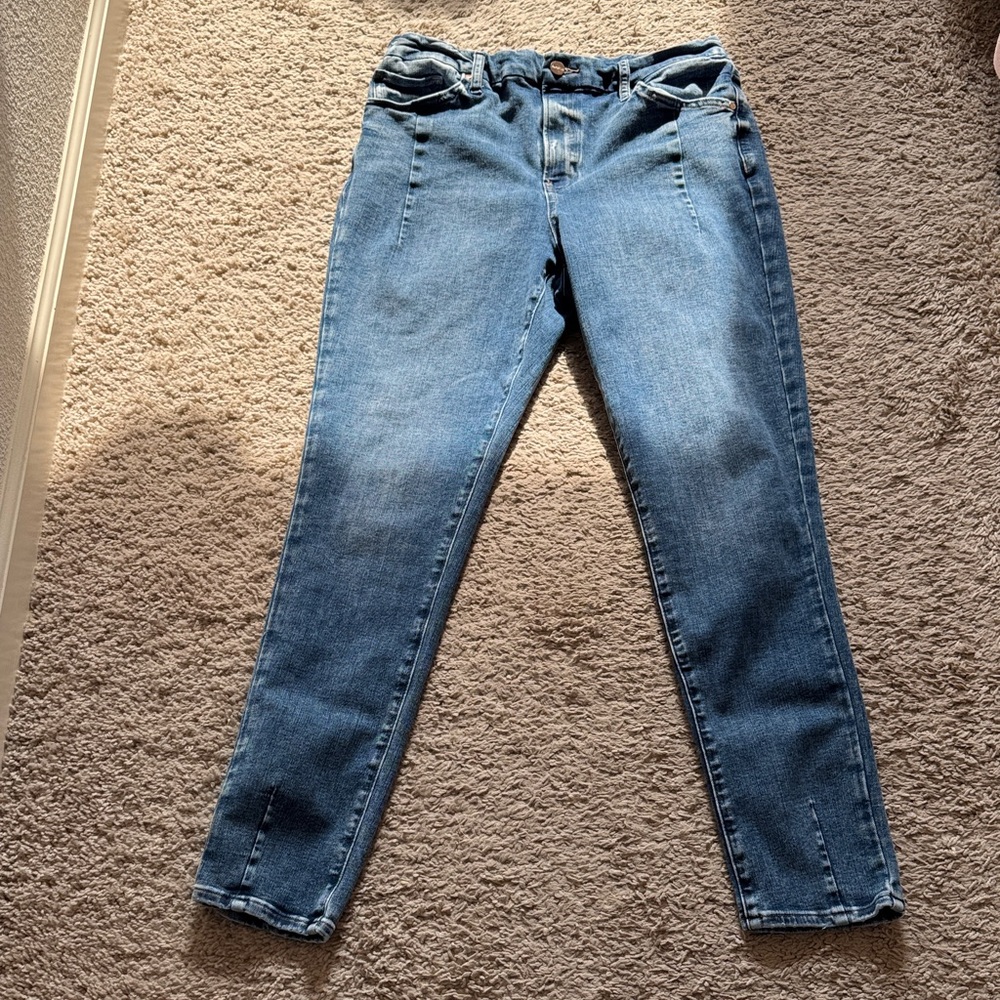 Express Women's Blue High Rise Ultra Hyper Stretch Flex Size Large Skinny Jeans